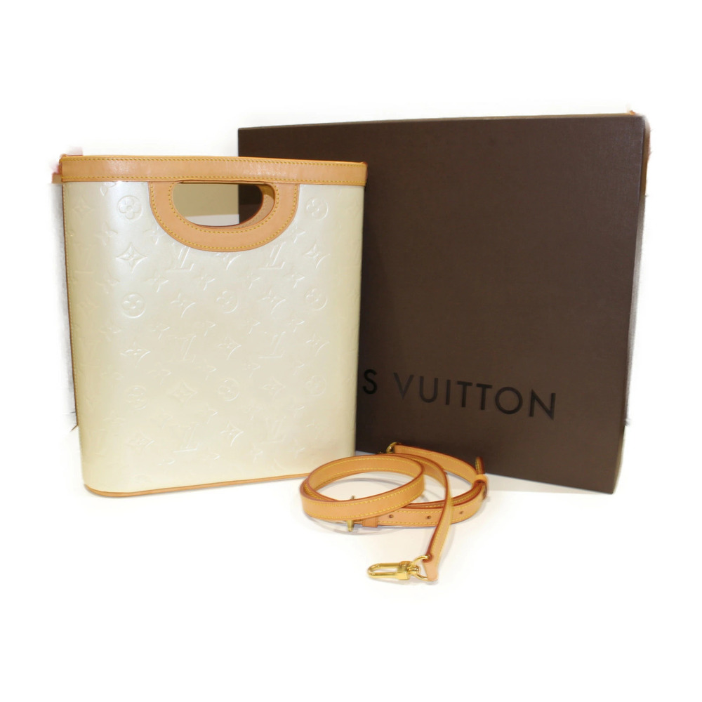 LOUIS VUITTON Stillwood Vertical Perle White Beige Patent Vernis Leather